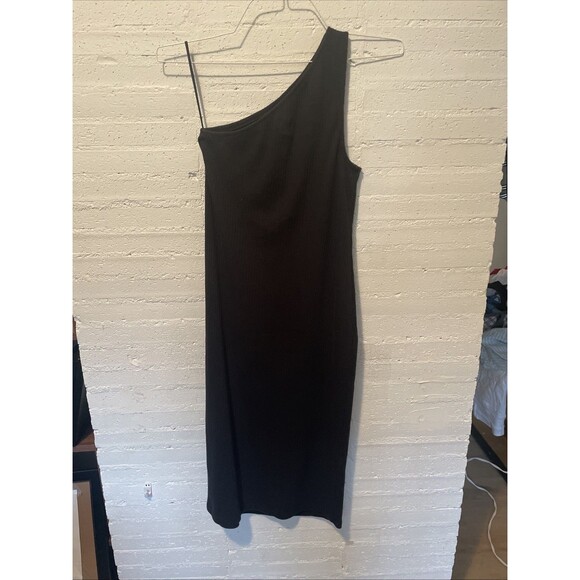 Gap One Shoulder Ribbed Midi Dress, Fitted Stretch Black, NWOT, Size XS - Picture 7 of 9